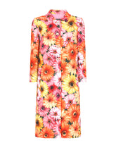 Single-breasted cady coat with gerbera-daisy print and pearl DG buttons -  | Dolce & Gabbana