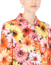 Single-breasted cady coat with gerbera-daisy print and pearl DG buttons -  | Dolce & Gabbana
