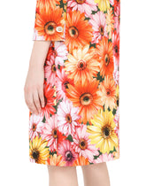 Single-breasted cady coat with gerbera-daisy print and pearl DG buttons -  | Dolce & Gabbana