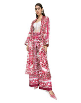 Twill wrap coat with belt and Majolica print -  | Dolce & Gabbana