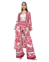 Twill wrap coat with belt and Majolica print -  | Dolce & Gabbana