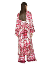 Twill wrap coat with belt and Majolica print -  | Dolce & Gabbana