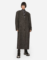 Oversize herringbone coat with half-belt -  | Dolce &amp; Gabbana