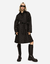 Belted jacquard coat with DG logo -  | Dolce &amp; Gabbana