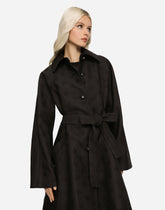 Belted jacquard coat with DG logo -  | Dolce &amp; Gabbana