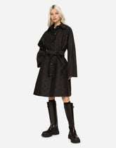 Belted jacquard coat with DG logo -  | Dolce &amp; Gabbana