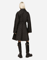 Belted jacquard coat with DG logo -  | Dolce &amp; Gabbana