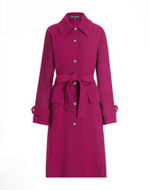Single-breasted coat with belt in wool crepe -  | Dolce &amp; Gabbana