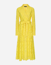 Floral cordonetto lace trench coat with DG logo -  | Dolce & Gabbana