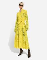 Floral cordonetto lace trench coat with DG logo -  | Dolce & Gabbana