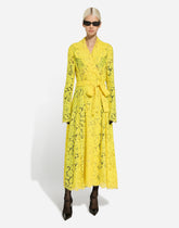 Floral cordonetto lace trench coat with DG logo -  | Dolce & Gabbana