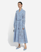 Floral cordonetto lace trench coat with DG logo -  | Dolce &amp; Gabbana