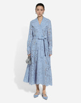 Floral cordonetto lace trench coat with DG logo -  | Dolce &amp; Gabbana
