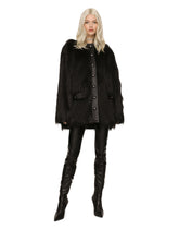Black fox-effect faux fur jacket -  | Dolce &amp; Gabbana