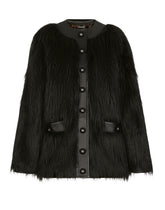 Black fox-effect faux fur jacket -  | Dolce &amp; Gabbana