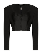 Cropped wool jacket with bustier details -  | Dolce & Gabbana