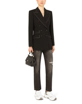 Wool double-breasted Turlington jacket with silk faille piping -  | Dolce &amp; Gabbana