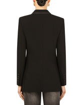 Wool double-breasted Turlington jacket with silk faille piping -  | Dolce &amp; Gabbana