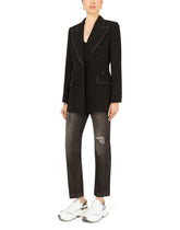 Wool double-breasted Turlington jacket with silk faille piping -  | Dolce &amp; Gabbana