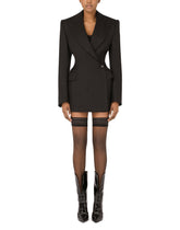 Double-breasted wool diagonal-weave coat with DG buttons -  | Dolce &amp; Gabbana