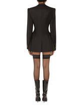 Double-breasted wool diagonal-weave coat with DG buttons -  | Dolce &amp; Gabbana