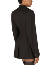 Double-breasted wool diagonal-weave coat with DG buttons -  | Dolce &amp; Gabbana