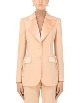 Single-breasted gabardine jacket with lacing -  | Dolce & Gabbana