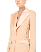 Single-breasted gabardine jacket with lacing -  | Dolce & Gabbana