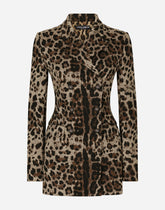 Turlington double-breasted jacket in leopard Jacquard wool -  | Dolce &amp; Gabbana