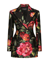 Rose-print shantung Turlington blazer -  | Dolce & Gabbana