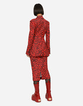 Double-breasted blazer in leopard-print jersey -  | Dolce &amp; Gabbana