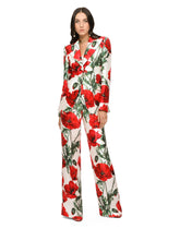 Poppy-print shantung Turlington blazer -  | Dolce & Gabbana