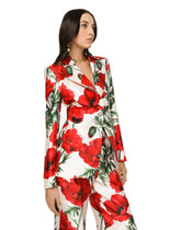 Poppy-print shantung Turlington blazer -  | Dolce & Gabbana