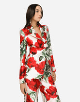 Poppy-print shantung Turlington blazer -  | Dolce & Gabbana