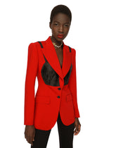 Woolen jacket with contrasting corset -  | Dolce & Gabbana