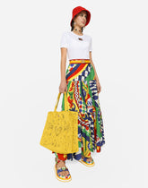 Long Carretto-print poplin skirt with ruffles -  | Dolce &amp; Gabbana