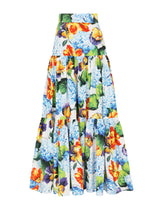 Long hydrangea-print poplin skirt -  | Dolce &amp; Gabbana