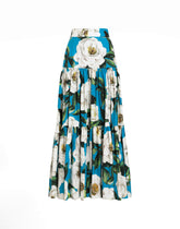 Long ruffled skirt in gardenia-print cotton -  | Dolce &amp; Gabbana