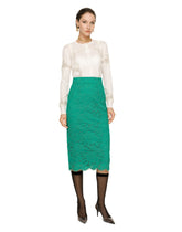 Branded stretch lace midi skirt -  | Dolce &amp; Gabbana