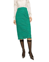 Branded stretch lace midi skirt -  | Dolce &amp; Gabbana