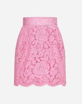 Branded floral cordonetto lace miniskirt -  | Dolce &amp; Gabbana
