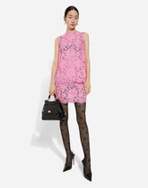 Branded floral cordonetto lace miniskirt -  | Dolce &amp; Gabbana