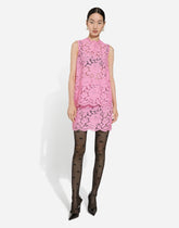 Branded floral cordonetto lace miniskirt -  | Dolce &amp; Gabbana