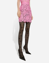 Branded floral cordonetto lace miniskirt -  | Dolce &amp; Gabbana