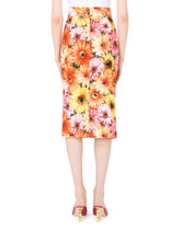 Cady midi skirt with gerbera-daisy print -  | Dolce & Gabbana
