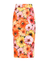 Cady midi skirt with gerbera-daisy print -  | Dolce & Gabbana