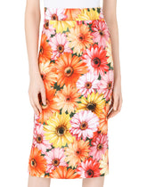 Cady midi skirt with gerbera-daisy print -  | Dolce & Gabbana