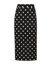 Charmeuse calf-length pencil skirt with polka-dot print -  | Dolce &amp; Gabbana