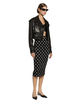 Charmeuse calf-length pencil skirt with polka-dot print -  | Dolce &amp; Gabbana