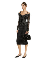 Charmeuse calf-length pencil skirt with polka-dot print -  | Dolce &amp; Gabbana